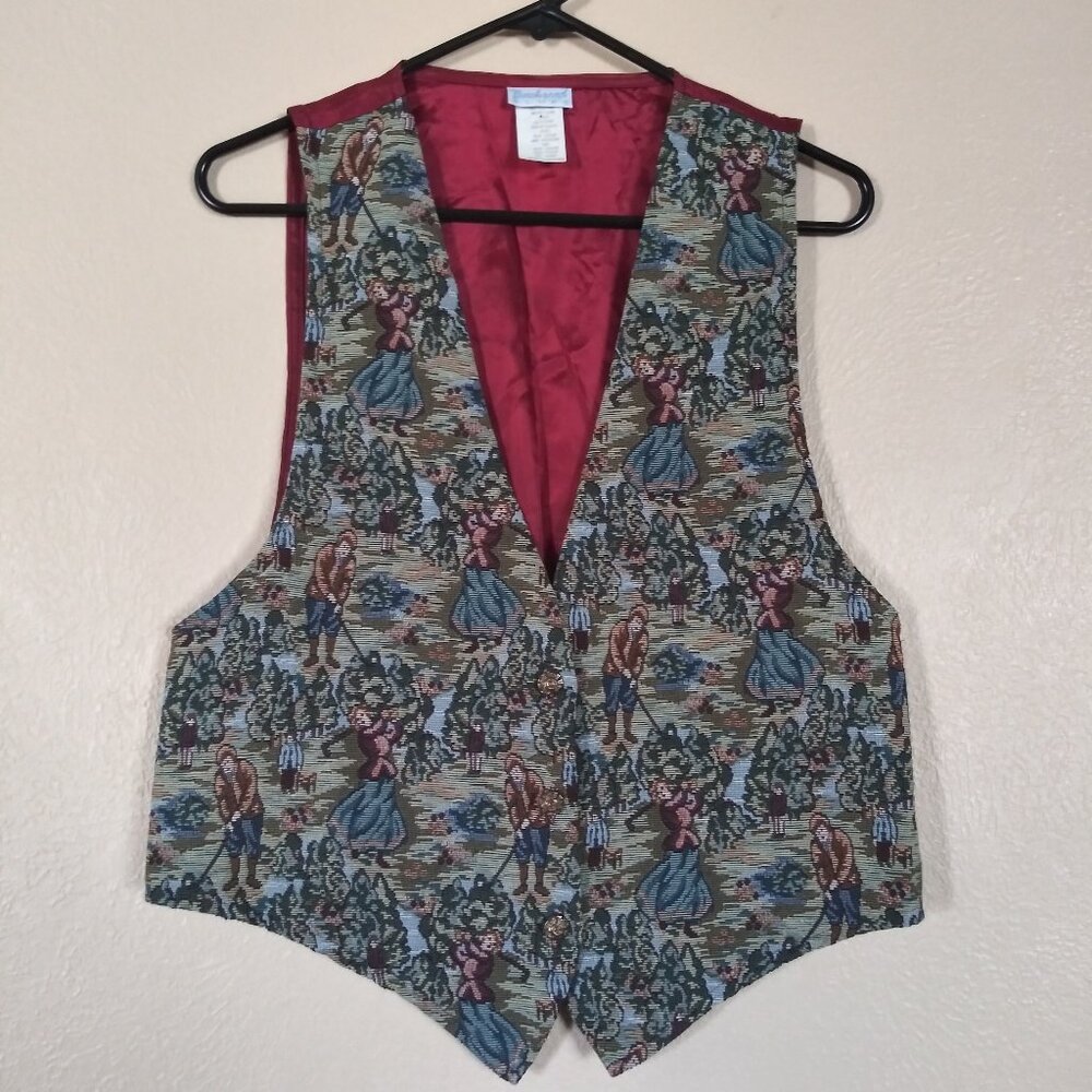 Vintage Backyard Blues Golf Tapestry Vest Women's Large